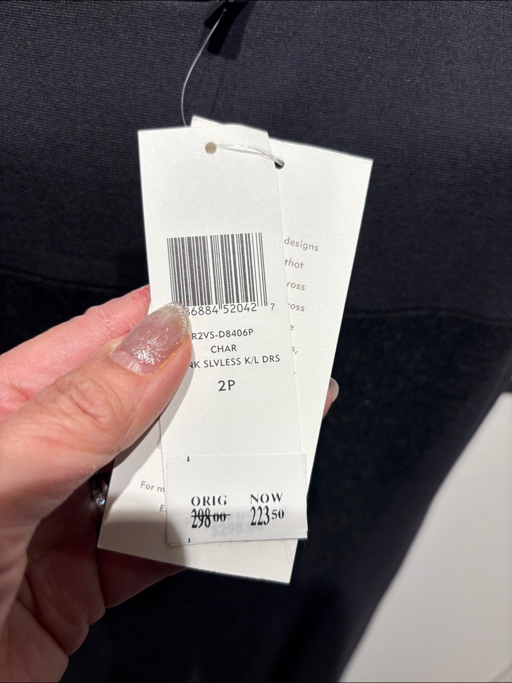 Eileen Fisher Black and Charcoal Sleeveless Pencil Dress - Picture 3 of 5